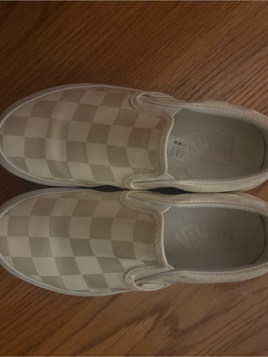 Vans Shoes - Vans Cream Checkerboard Slip-On Sneakers
